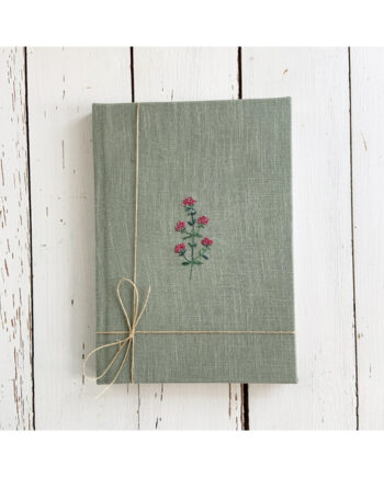 embroidered linen bound notebook by sarah becvar