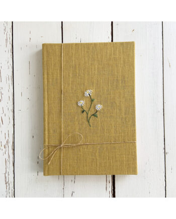 embroidered linen bound notebook by sarah becvar