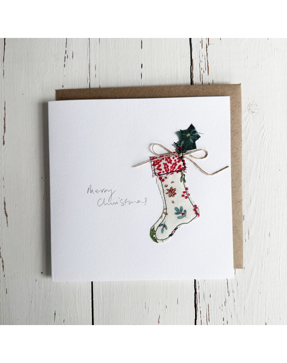 embroidered christmas card by sarah becvar