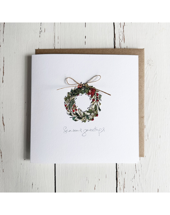 embroidered christmas card by sarah becvar