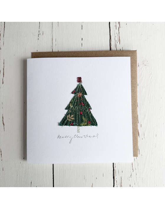 embroidered christmas card by sarah becvar