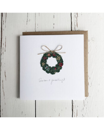 embroidered christmas card by sarah becvar