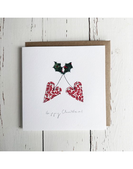 embroidered christmas card by sarah becvar