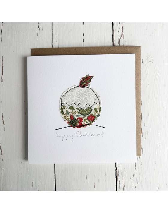 embroidered christmas card by sarah becvar