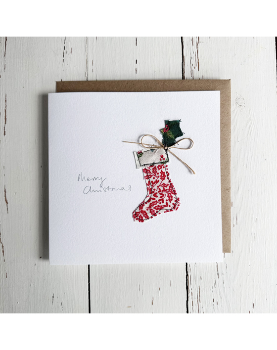 embroidered christmas card by sarah becvar