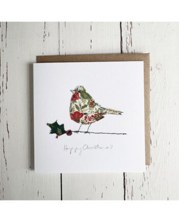 embroidered christmas card by sarah becvar