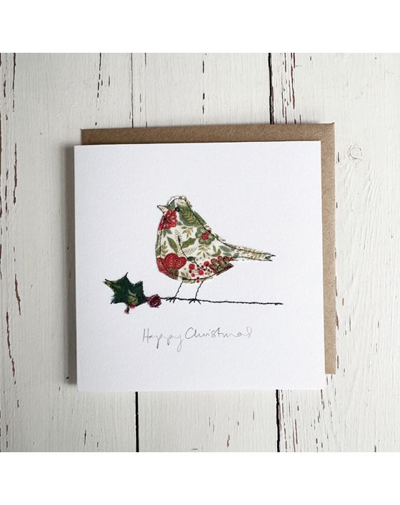 embroidered christmas card by sarah becvar