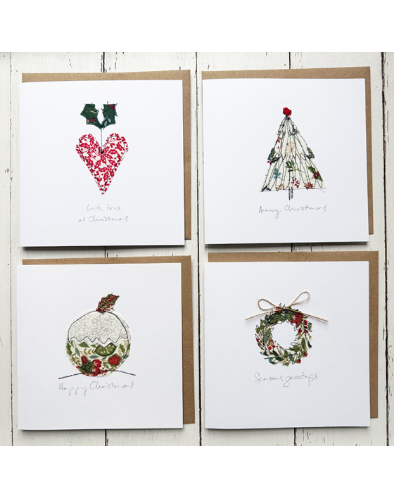 embroidered christmas cards by sarah becvar