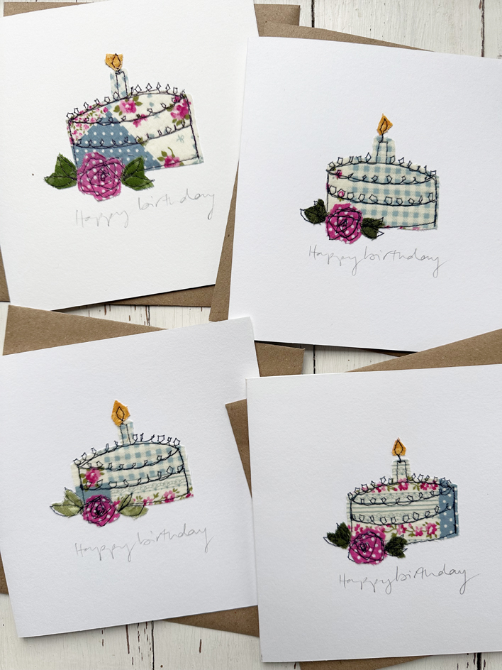 free hand machine embroidered birthday cards by sarah becvar