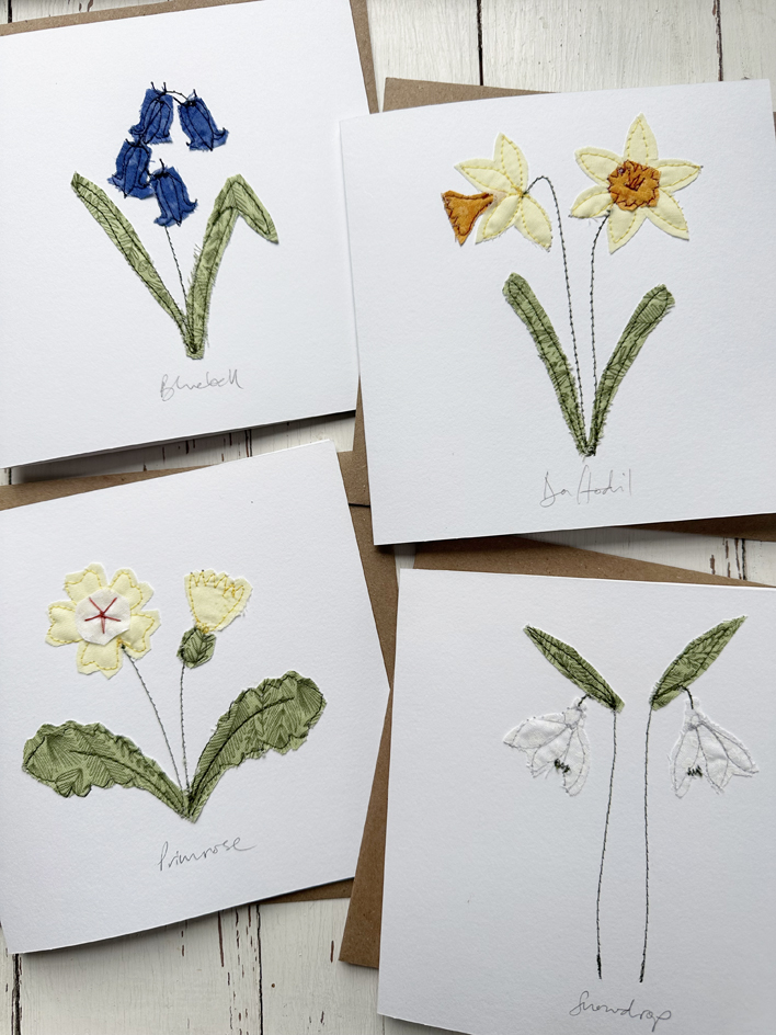 freehand machine embroidered flower cards by sarah becvar