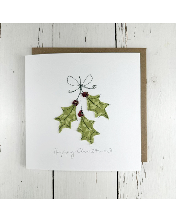 freehand machine embroidered christmas card designed by sarah becvar