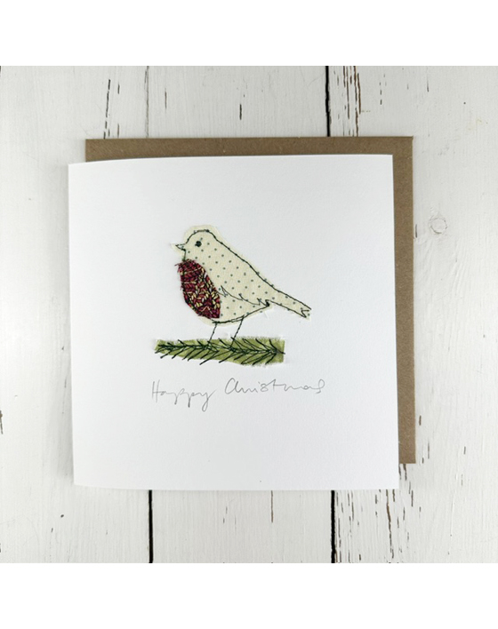 freehand machine embroidered christmas card designed by sarah becvar