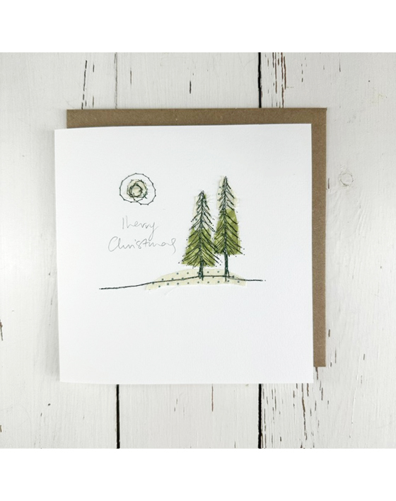 freehand machine embroidered christmas card designed by sarah becvar