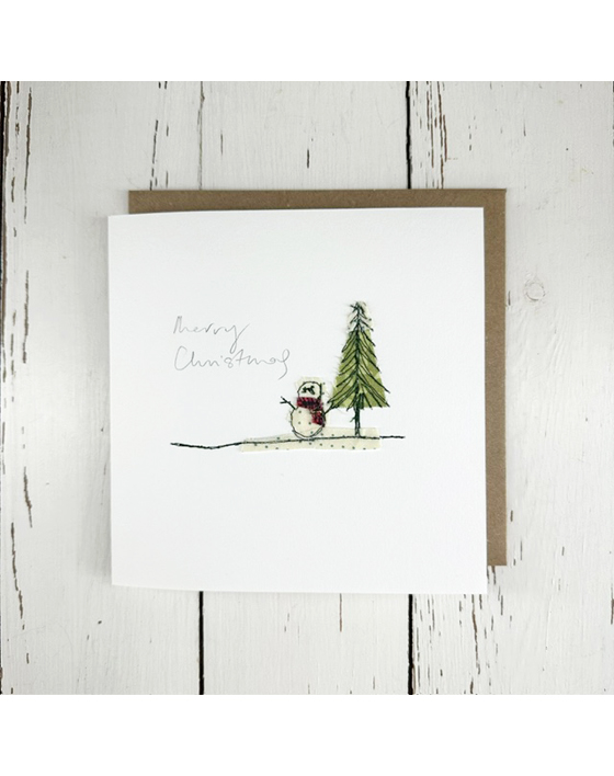 freehand machine embroidered christmas card designed by sarah becvar