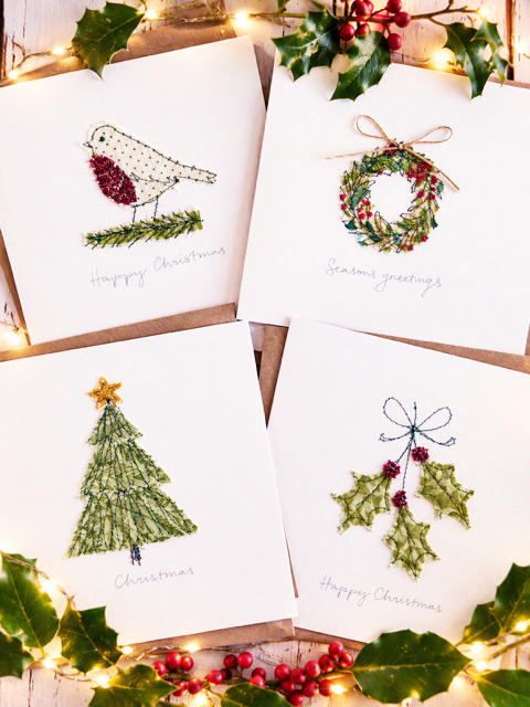 EMBROIDERED CHRISTMAS CARDS BY SARAH BECVAR